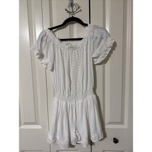 Ocean Drive Off The Shoulder Smocked White Mini Dress Sz Medium Beach Resort